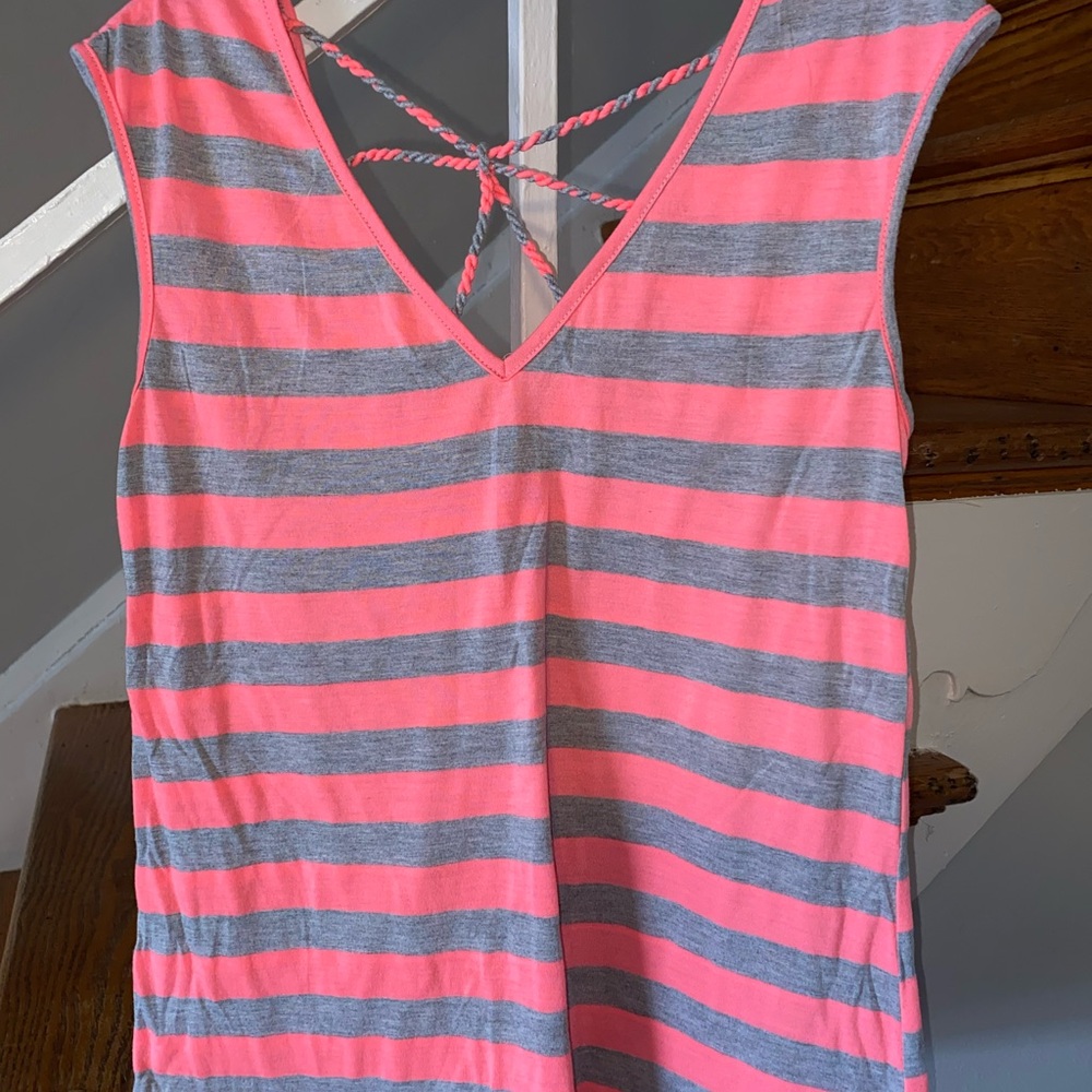 Charlotte Russe Pink & Gray Tank Top Size Large